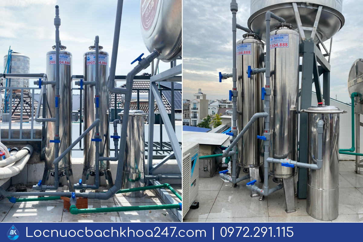 Lắp đặt hệ thống 02 bình lọc nước BK Totech tại khu dân cư Eco-Retreat, Bến Lức